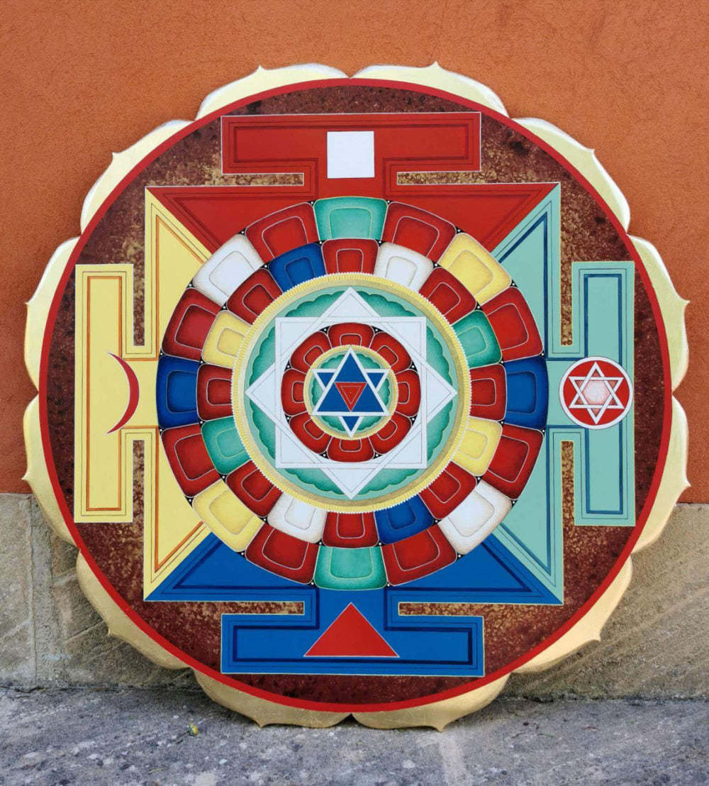 Mandala de los 5 elementos de la medicina ayurveda, reproducción nepalís de un mandala del XVI siglo