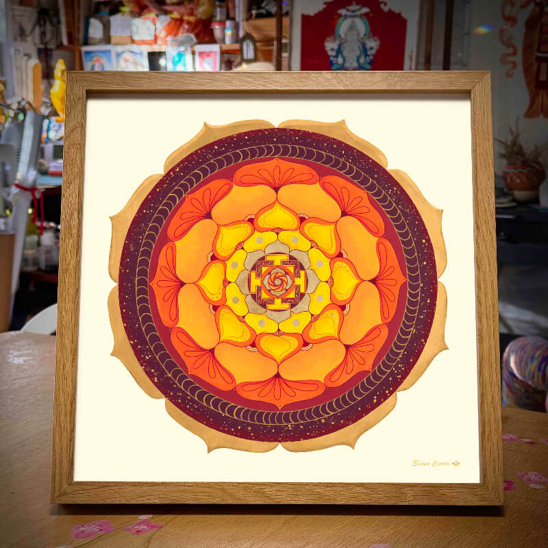 Mandala Deep Earth enmarcado madera 30x30cm