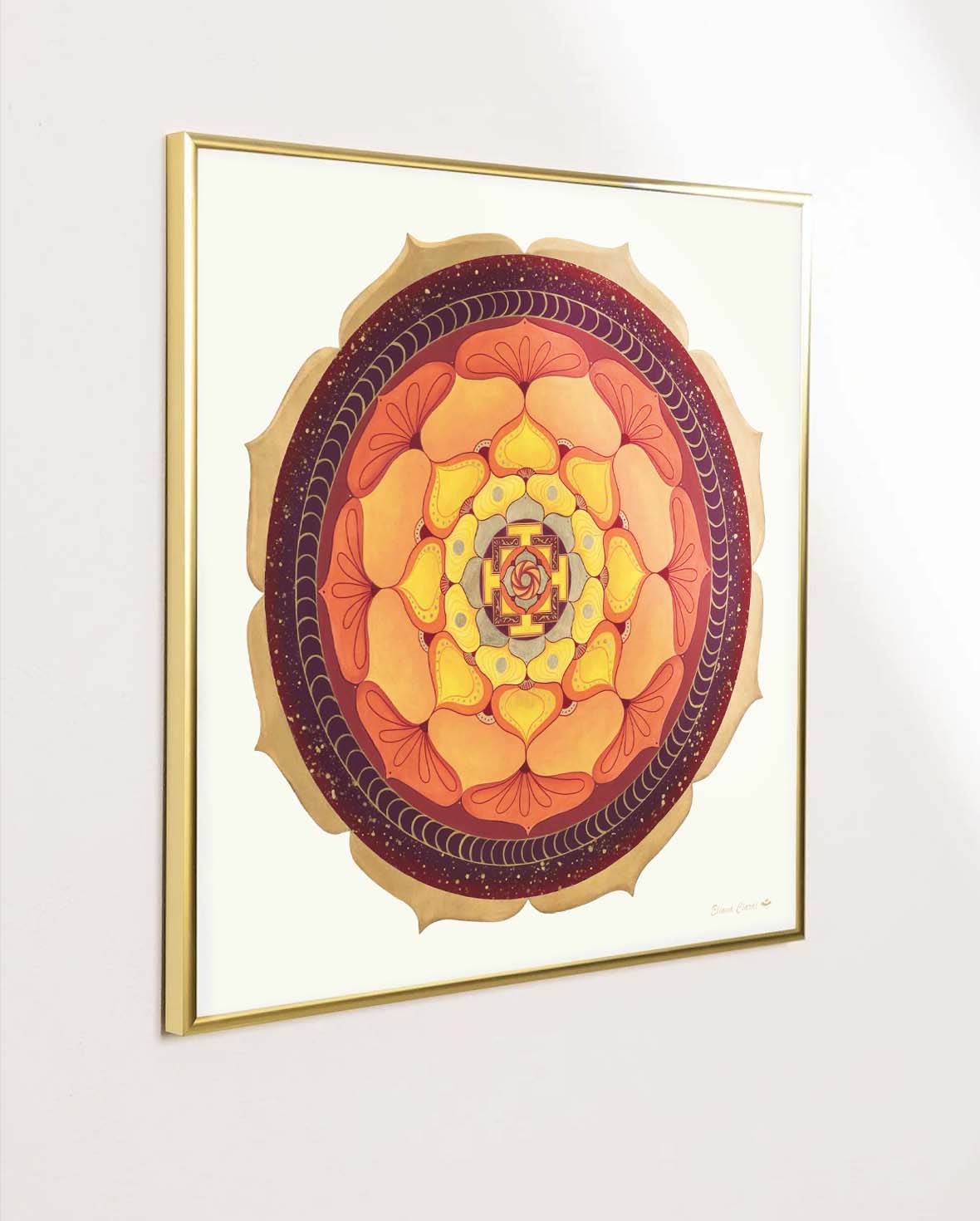 Mandala Deep Earth enmarcado laton dorado 50x50cm