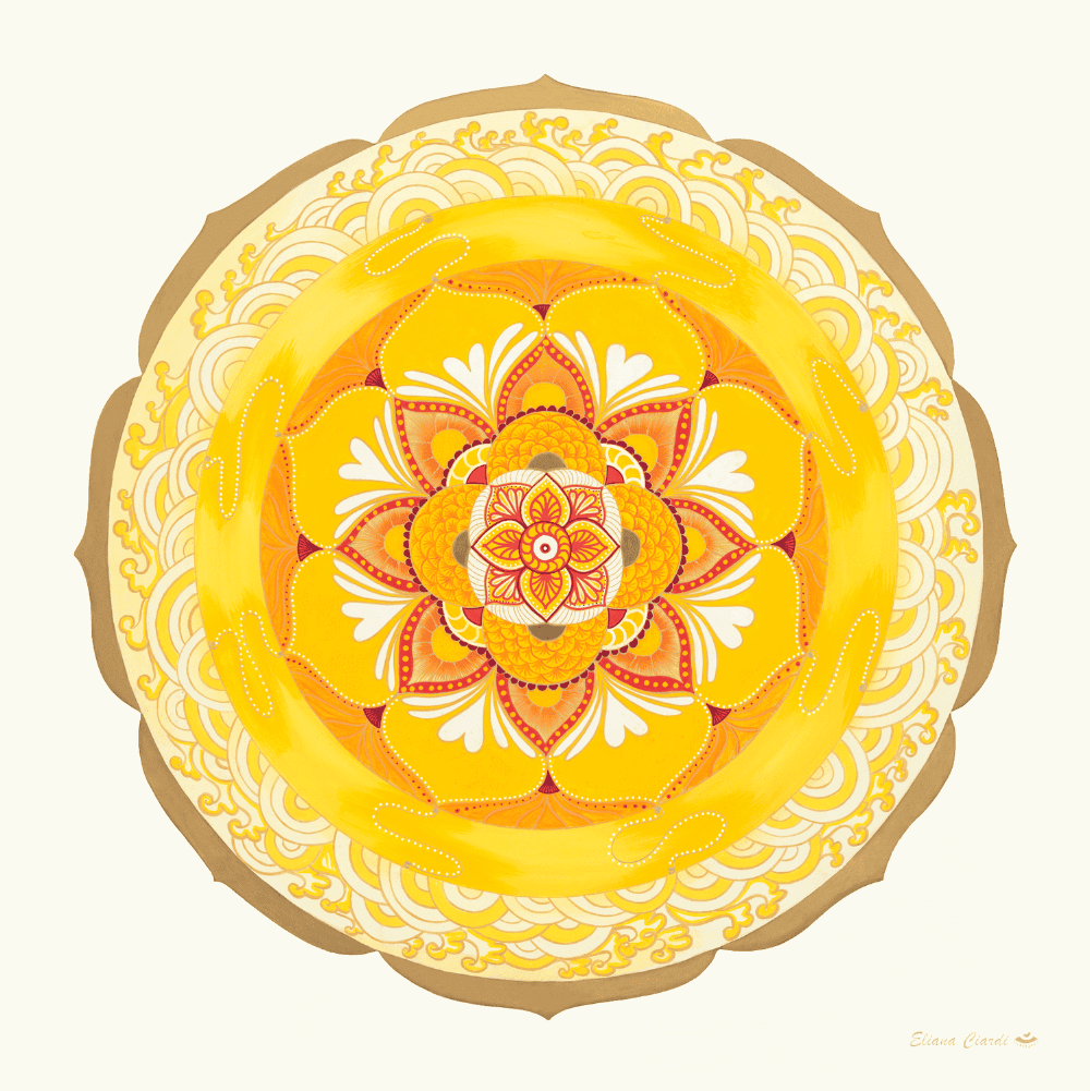 Mandala Golden Wave amarillo y dorado con olas
