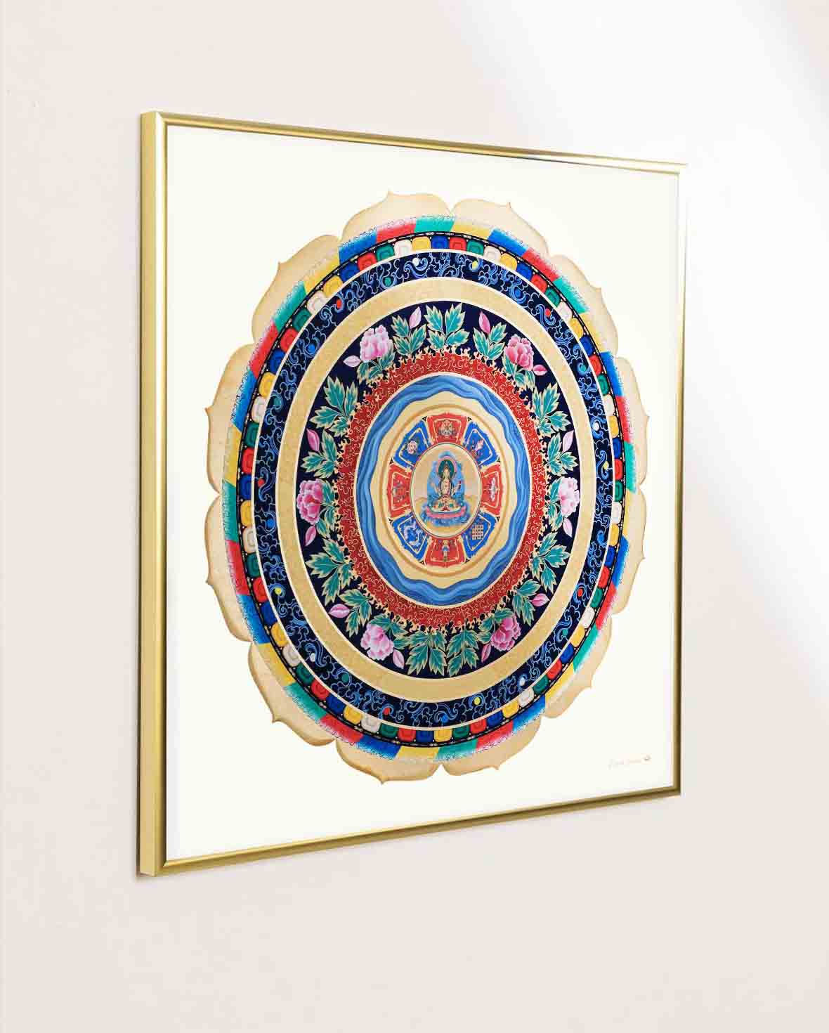 MANDALA_PRAJNAPARAMITA enmarcado laton dorado 50x50cm