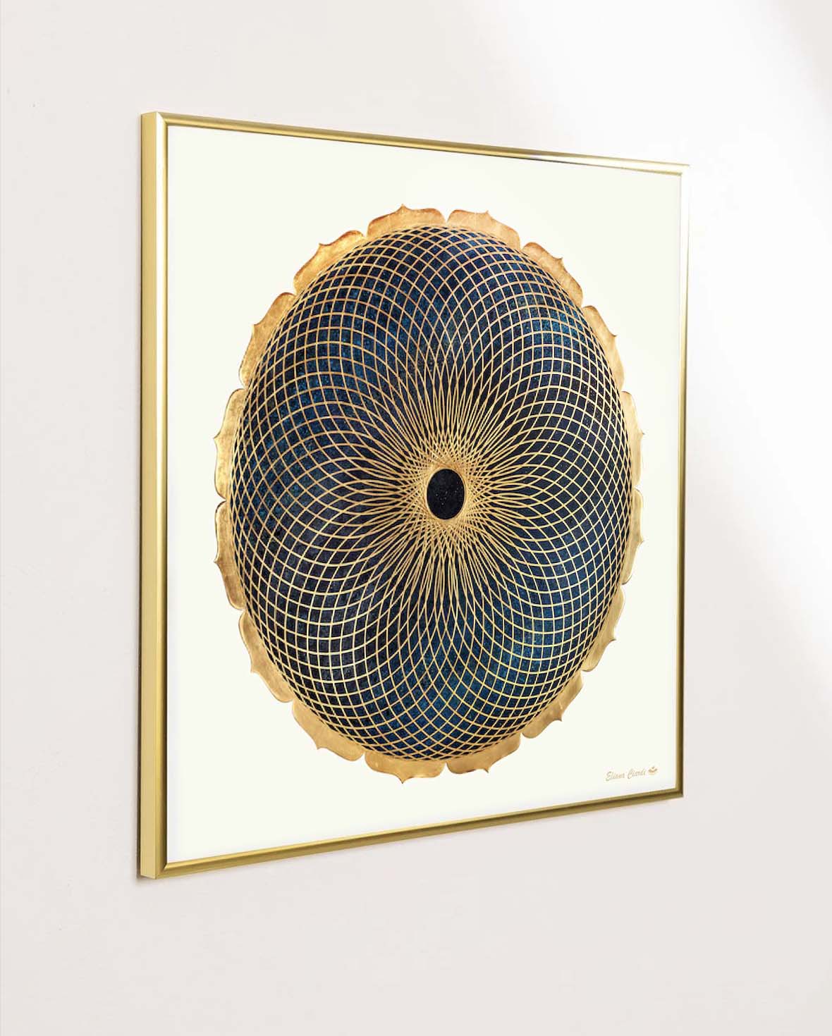 Mandala Toroide enmarcado laton dorado 50x50cm