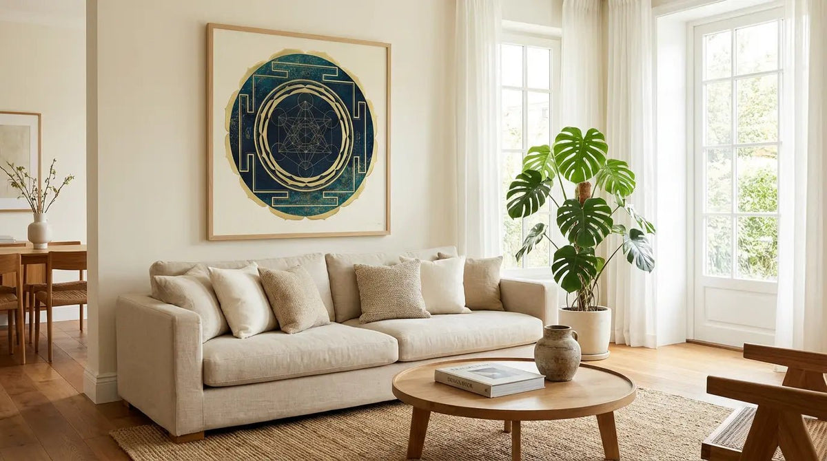 mandala metatron salón calído sofa crema