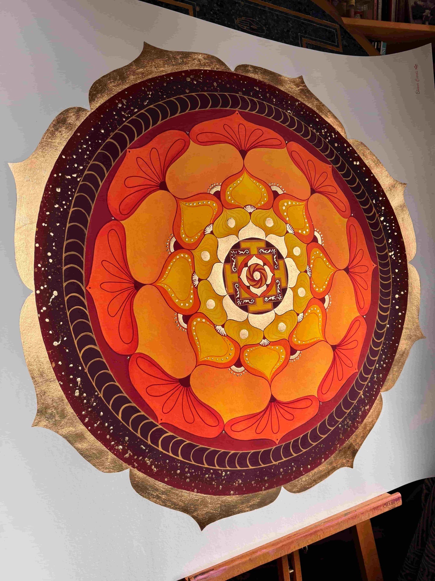 Mandala Deep Earth pan de oro 100x100cm