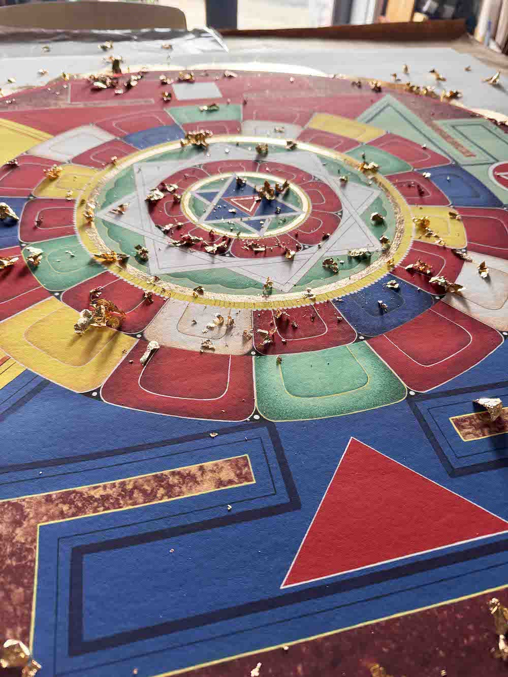 Mandala 5 Elementos detalle pan de oro