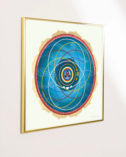 Mandala Cosmologia Tibetana enmarcado laton dorado 50x50cm