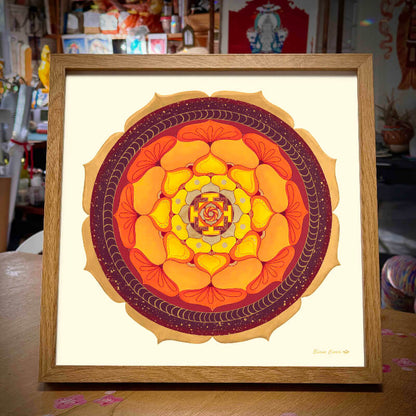 Mandala Deep Earth enmarcado madera 30x30cm