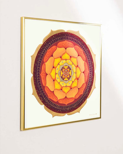 Mandala Deep Earth enmarcado laton dorado 50x50cm