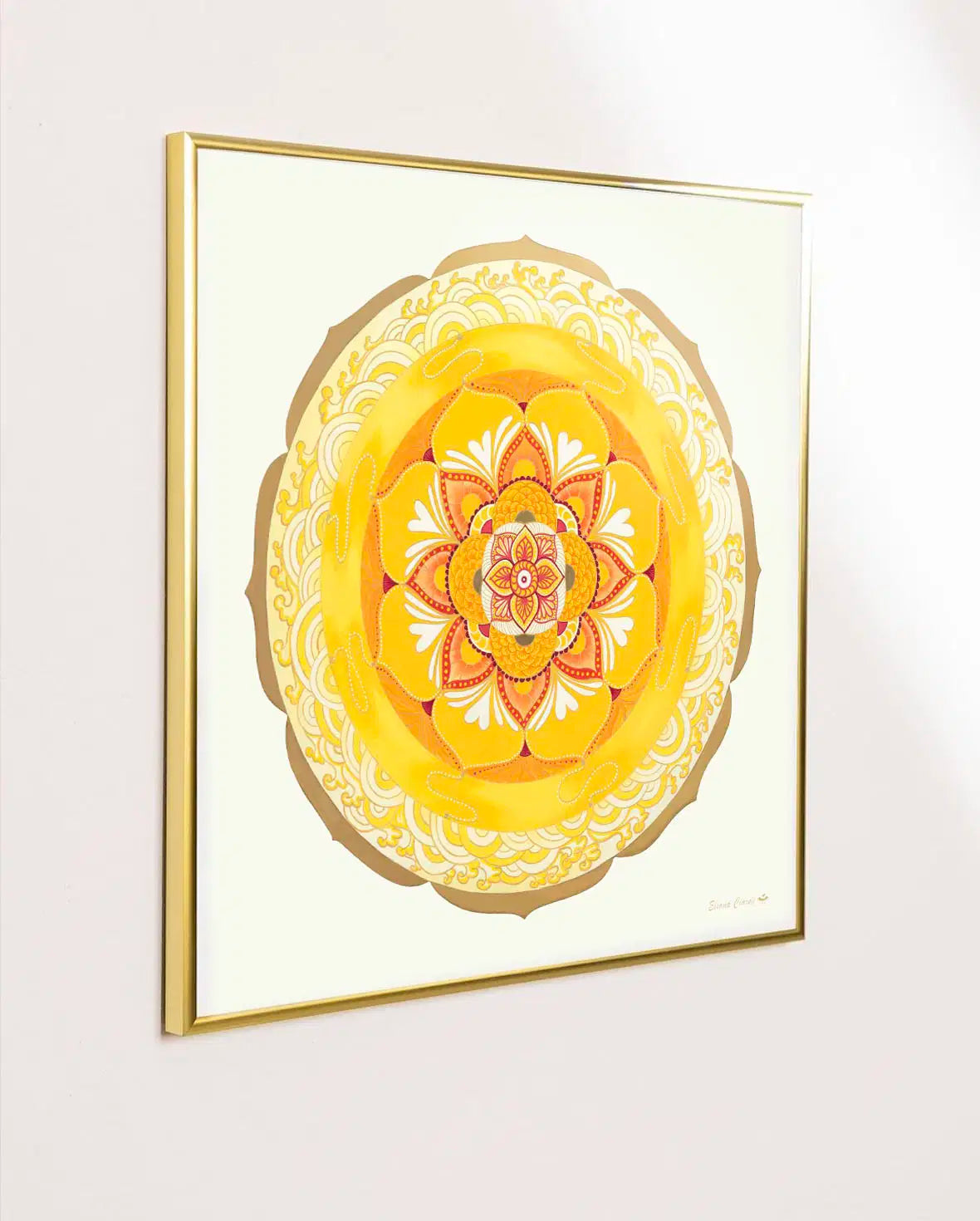 Mandala golden wave con marco laton dorado