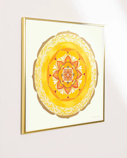 Mandala golden wave con marco laton dorado