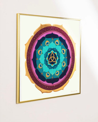 Mandala Gold Triquel enmarcado laton dorado