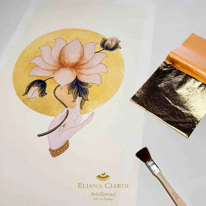 Dett. Lotus con libreta de pan de oro