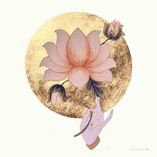 Mandala Lotus - Arte tibetano con pan de oro y flor de loto sagrada