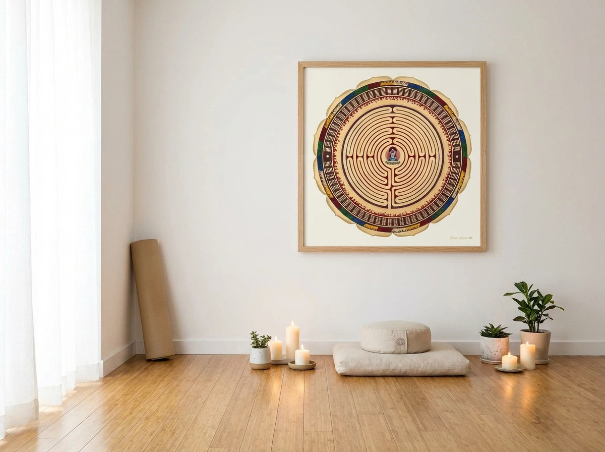 mandala alma colgado en una sala de meditacion