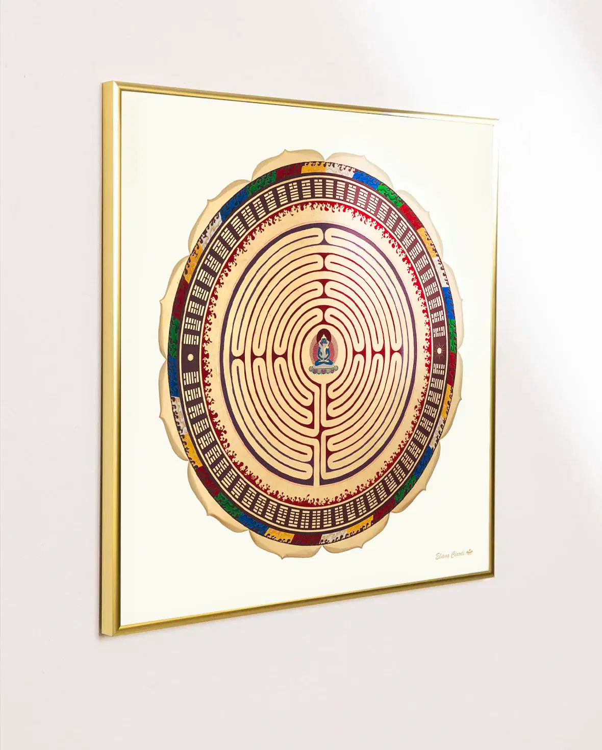 Mandala Alma enmarcado con marco de laton dorado