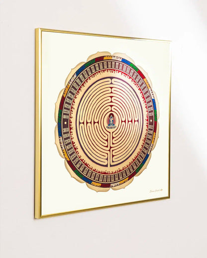 Mandala Alma enmarcado con marco de laton dorado