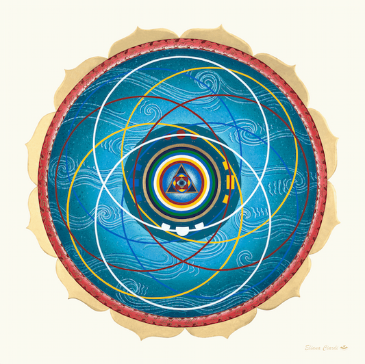 Mandala Cosmología Tibetana con petalos de loto
