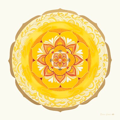 Mandala Golden Wave amarillo y dorado con olas