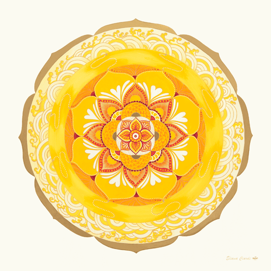 Mandala Golden Wave amarillo y dorado con olas