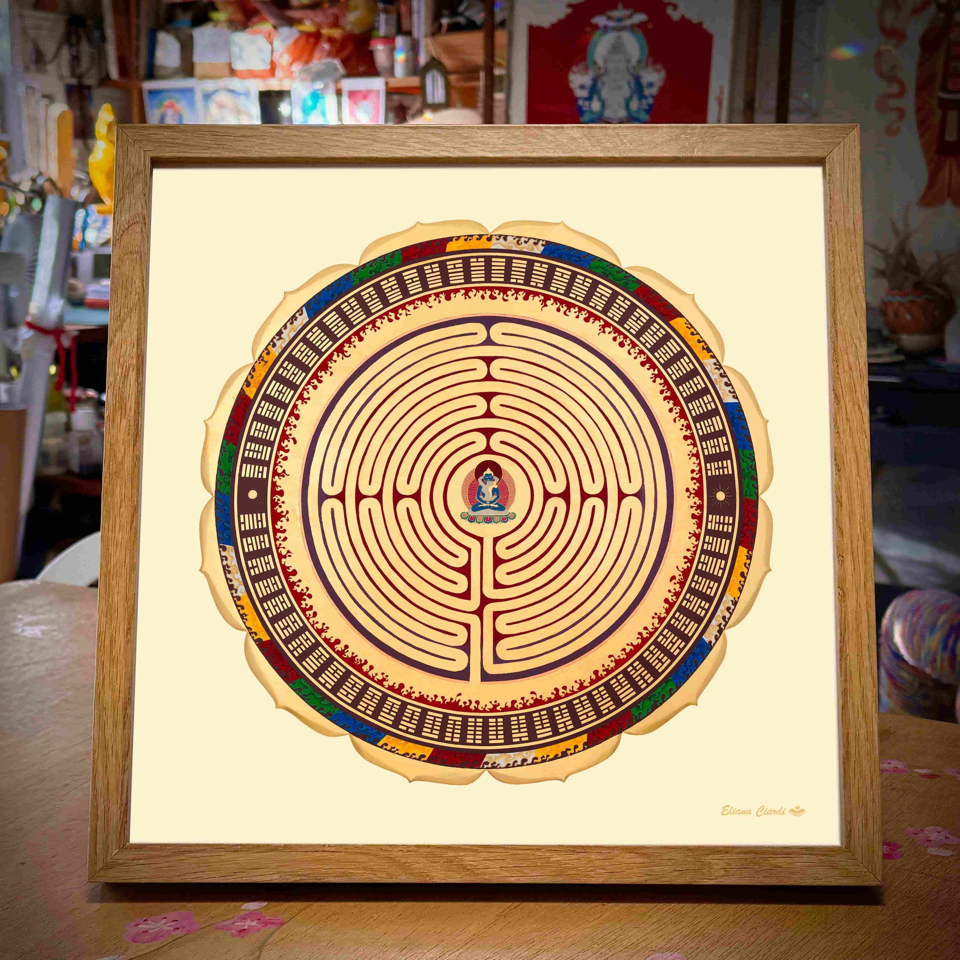 Mandala Alma con marco de madera