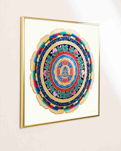 MANDALA_PRAJNAPARAMITA enmarcado laton dorado 50x50cm
