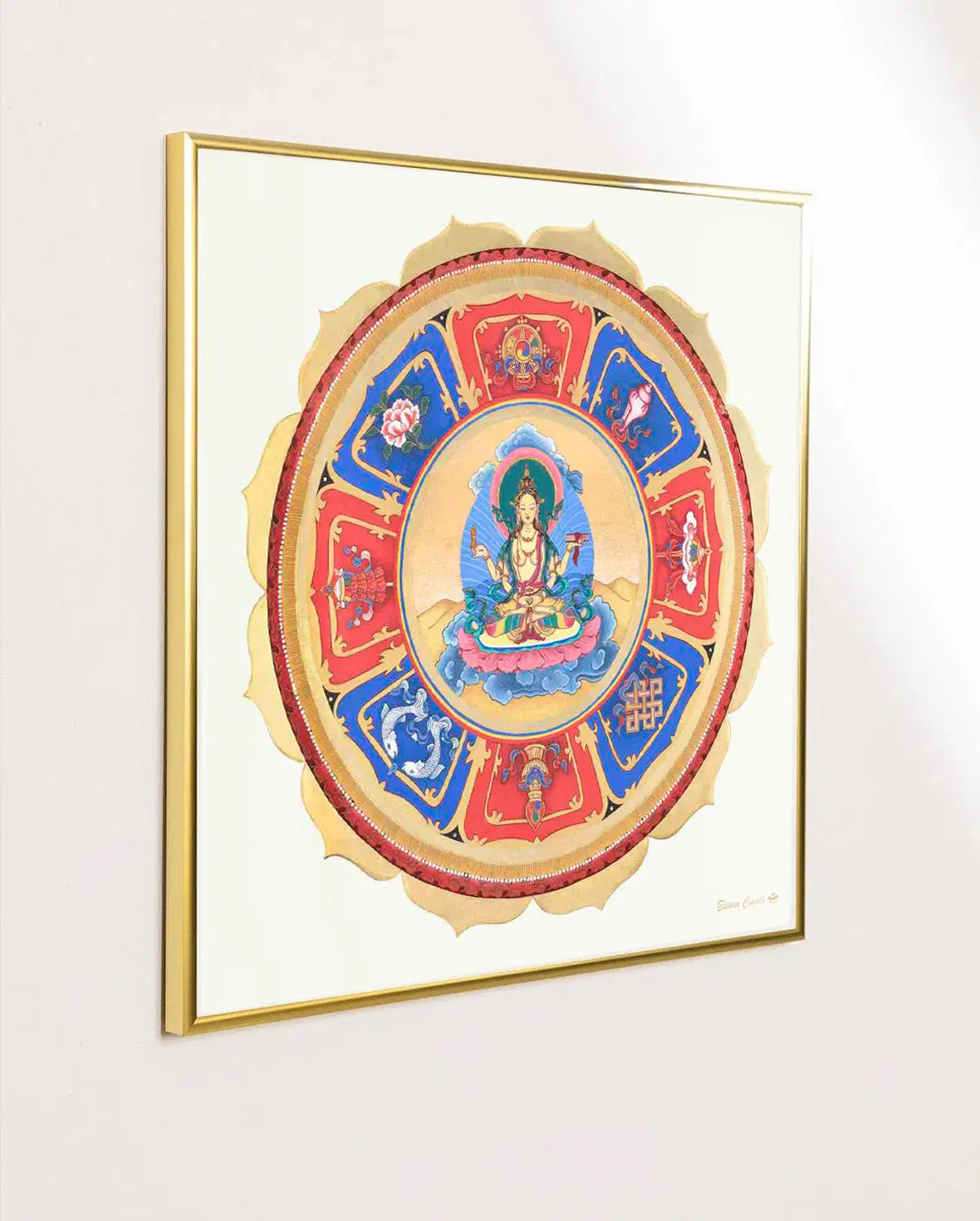 Prajnaparamita diosa enmarcada marco laton dorado