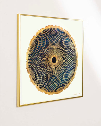 Mandala Toroide enmarcado laton dorado 50x50cm