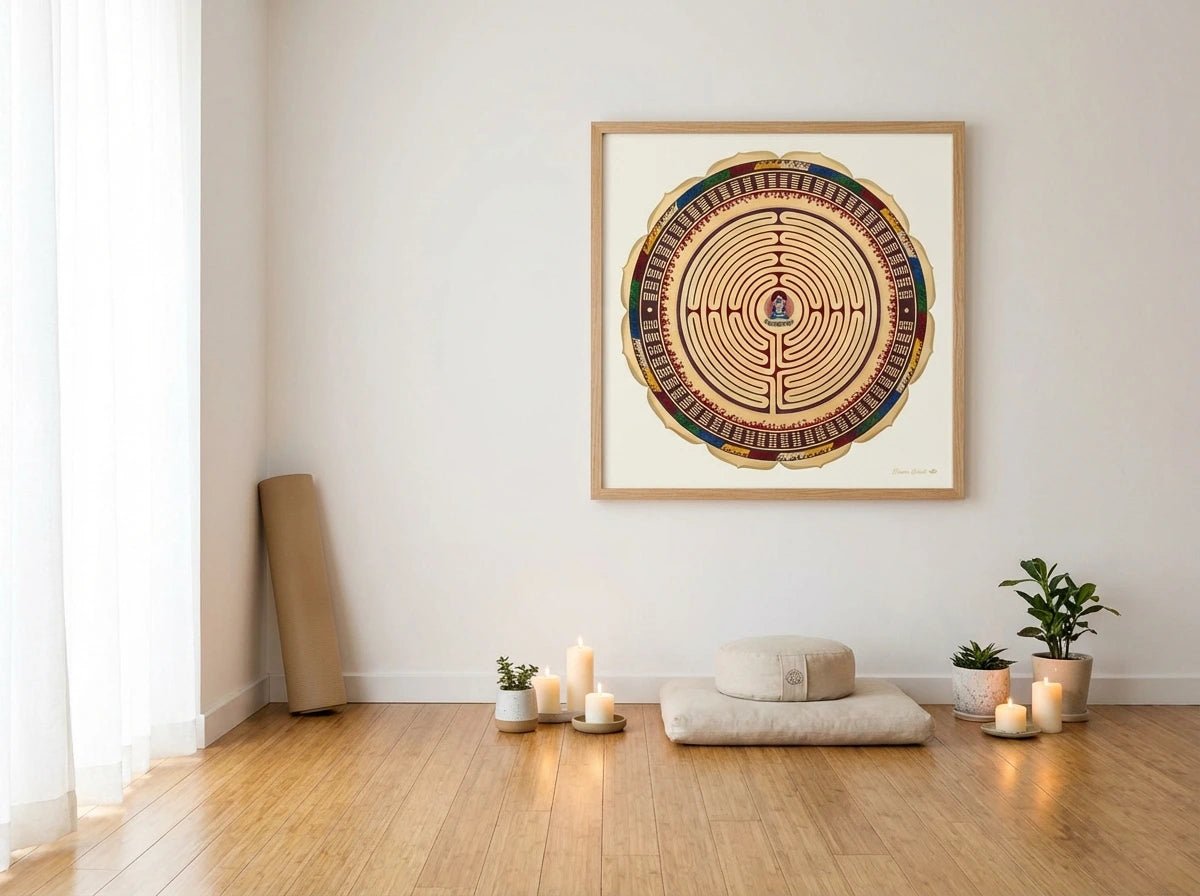 mandala alma colgado en una sala de meditacion