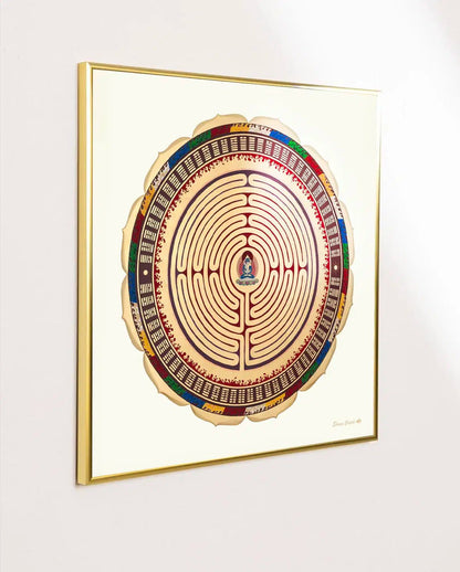 Mandala Alma enmarcado con marco de laton dorado