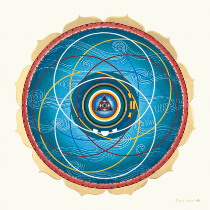 Mandala Cosmología Tibetana con petalos de loto