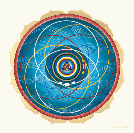 Mandala Cosmología Tibetana con petalos de loto