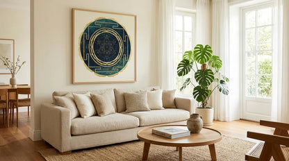 mandala metatron salón calído sofa crema