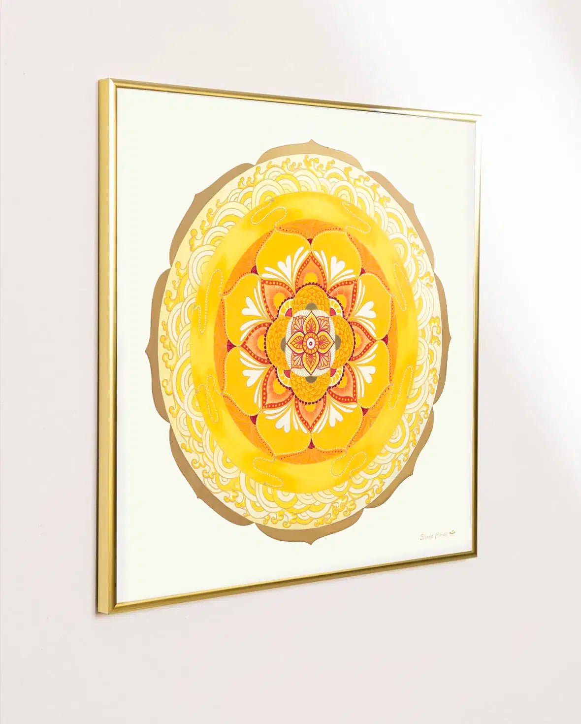 Mandala golden wave con marco laton dorado
