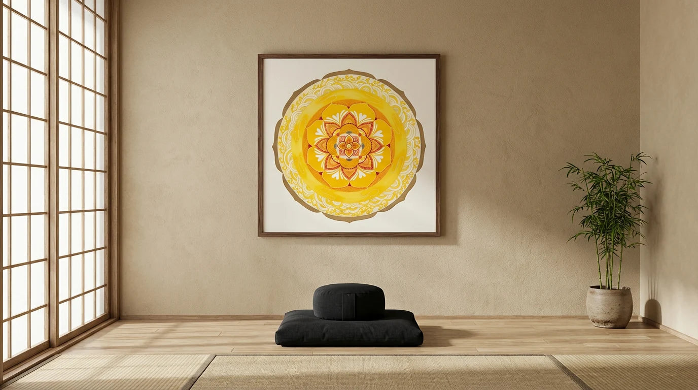 mandala golden wave sala meditación zen