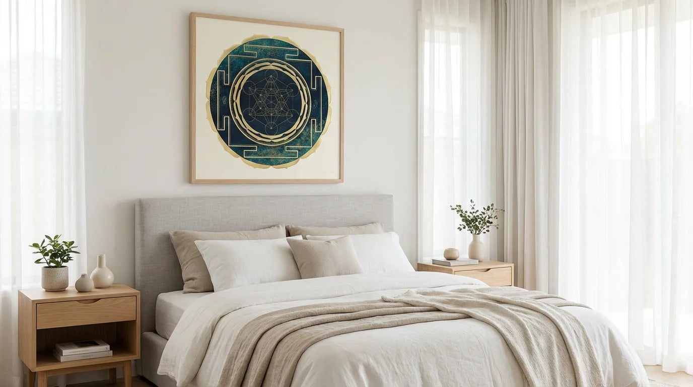 mandala metatron dormitorio con luz