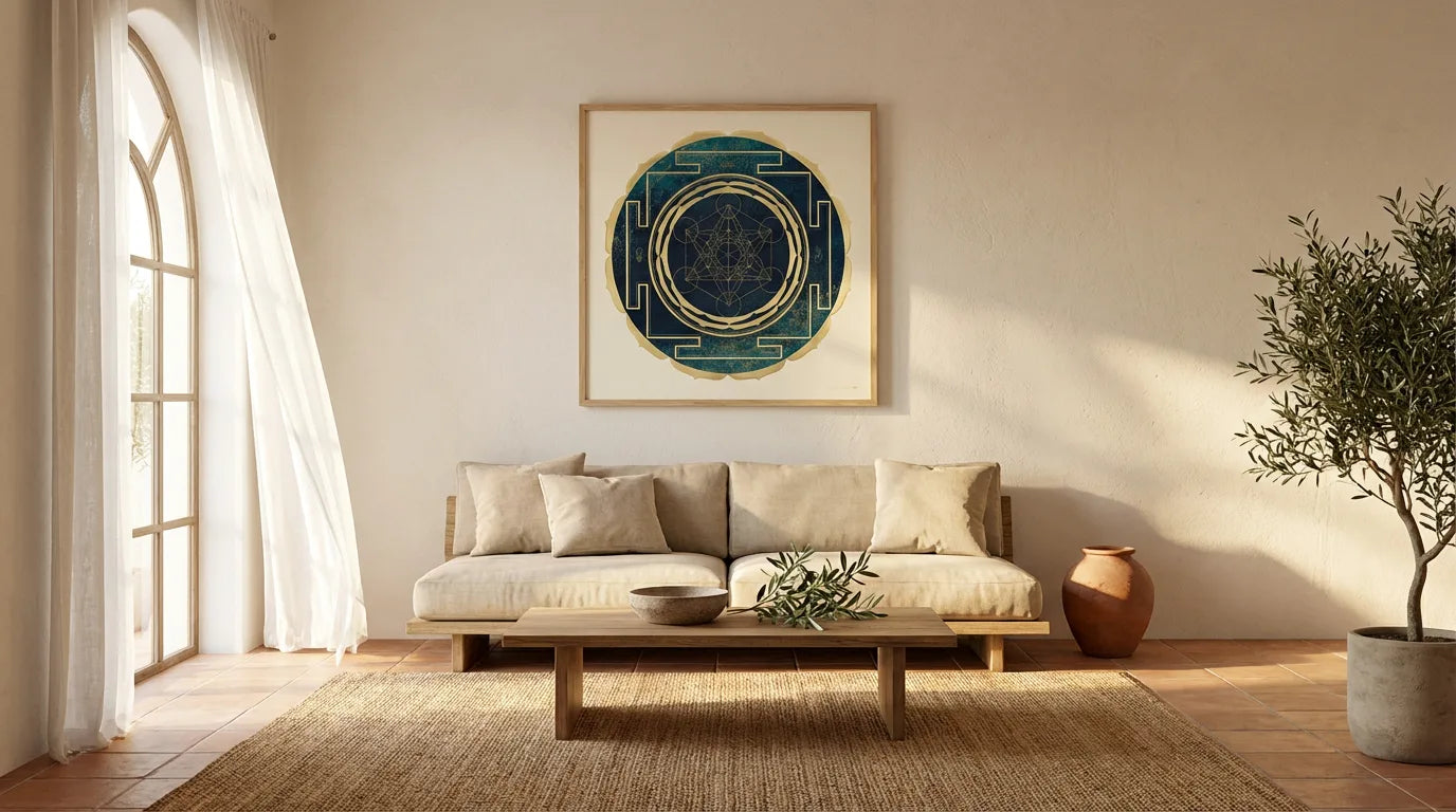 mandala metatron salón mediterraneo minimalista