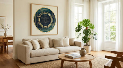 mandala metatron salón calído sofa crema