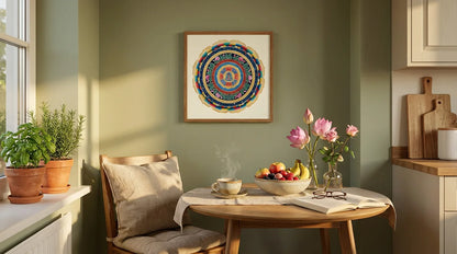 mandala prajnaparamita colgado en una cocina