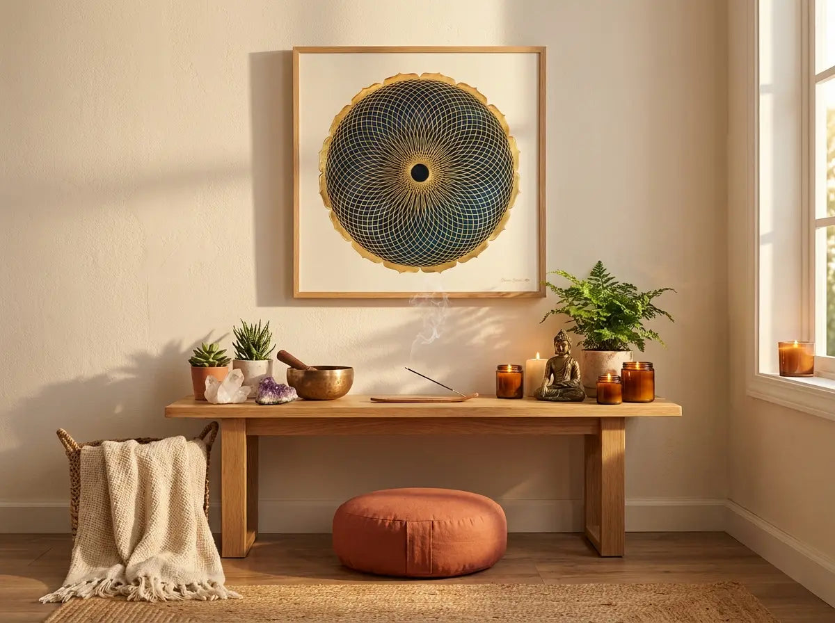 mandala toroide altar con incienso 