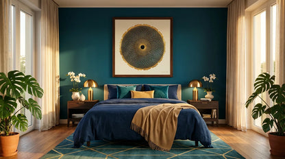 mandala toroide dormitorio pared azul