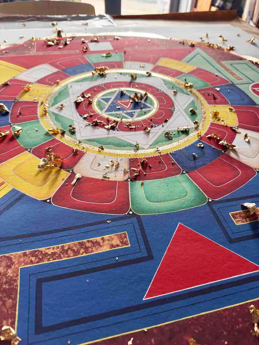 Dett pan de oro aplicado mandala 5 elementos