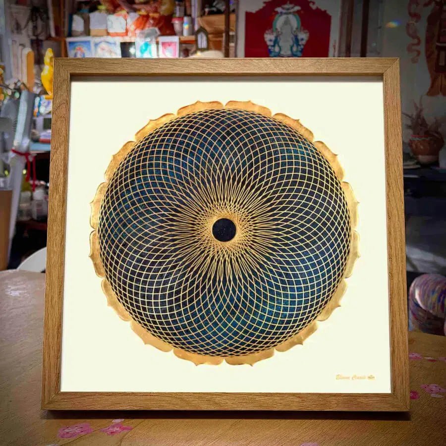 Mandala Toroide enmarcado marco de madera