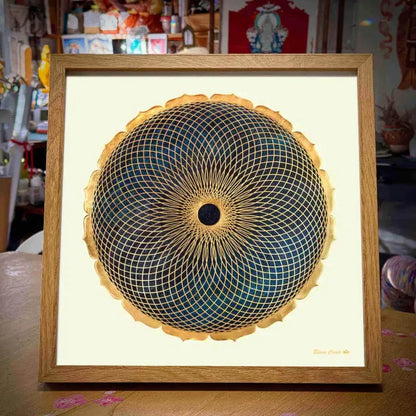 Mandala Toroide enmarcado marco de madera